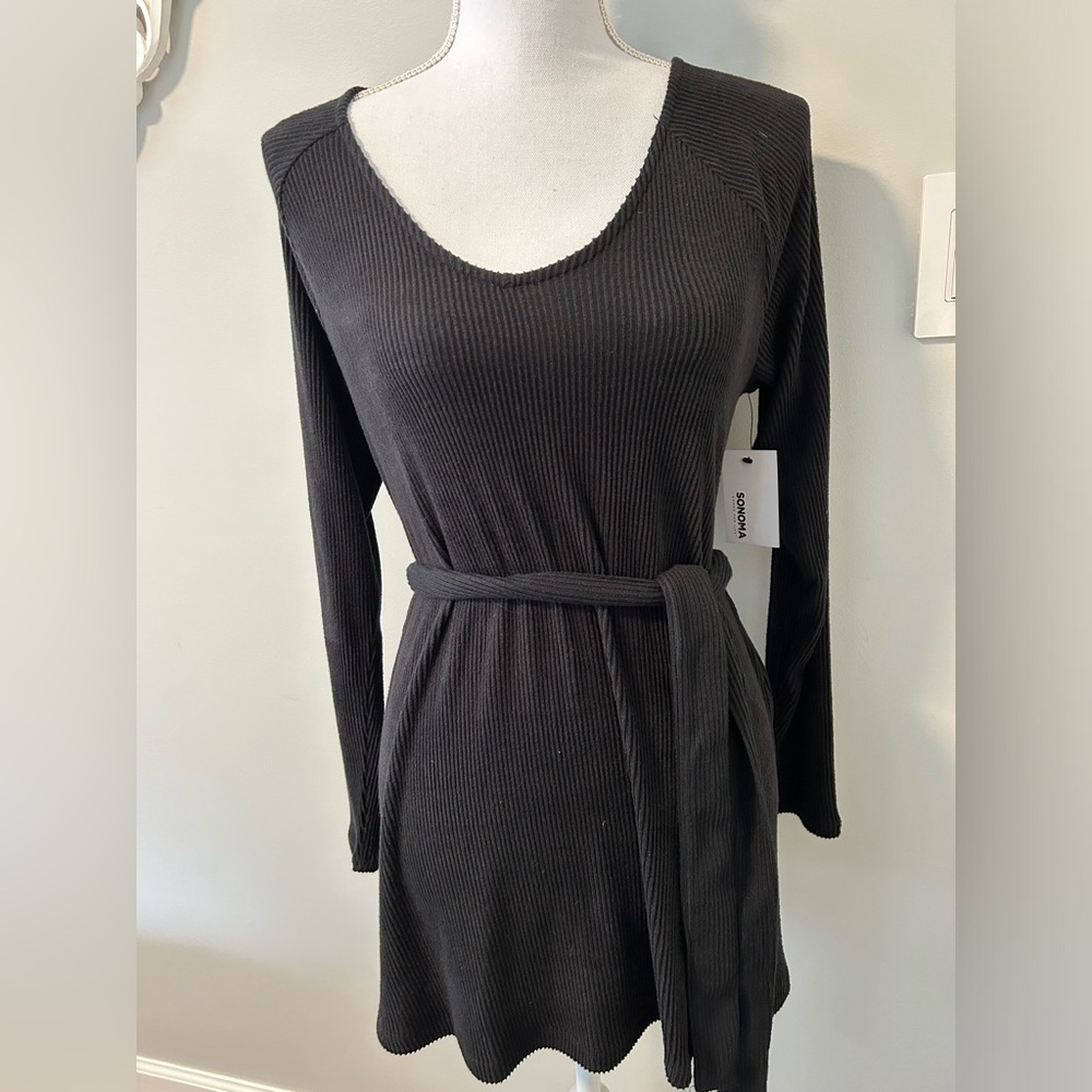 NWT Maternity Sonoma black ribbed belted tunic